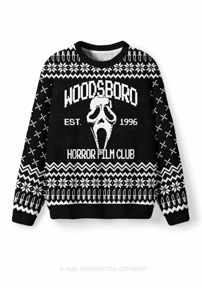 Halloween Black Horror Club Y2K Christmas Knit Sweatshirt Cherrykitten