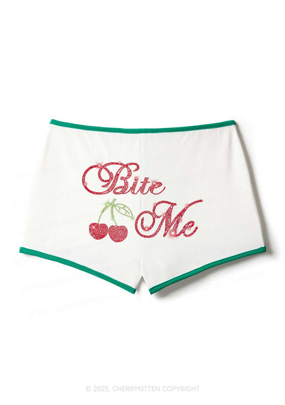 Rhinestone Red Cherry Bite Me Y2K Booty Shorts Cherrykitten