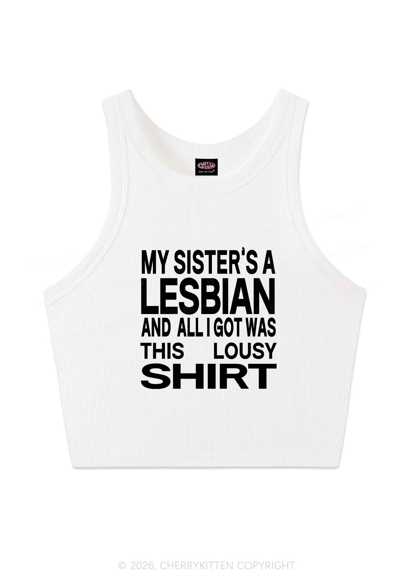 My Sisters A Lesbian Pride Y2K Crop Tank Top Cherrykitten
