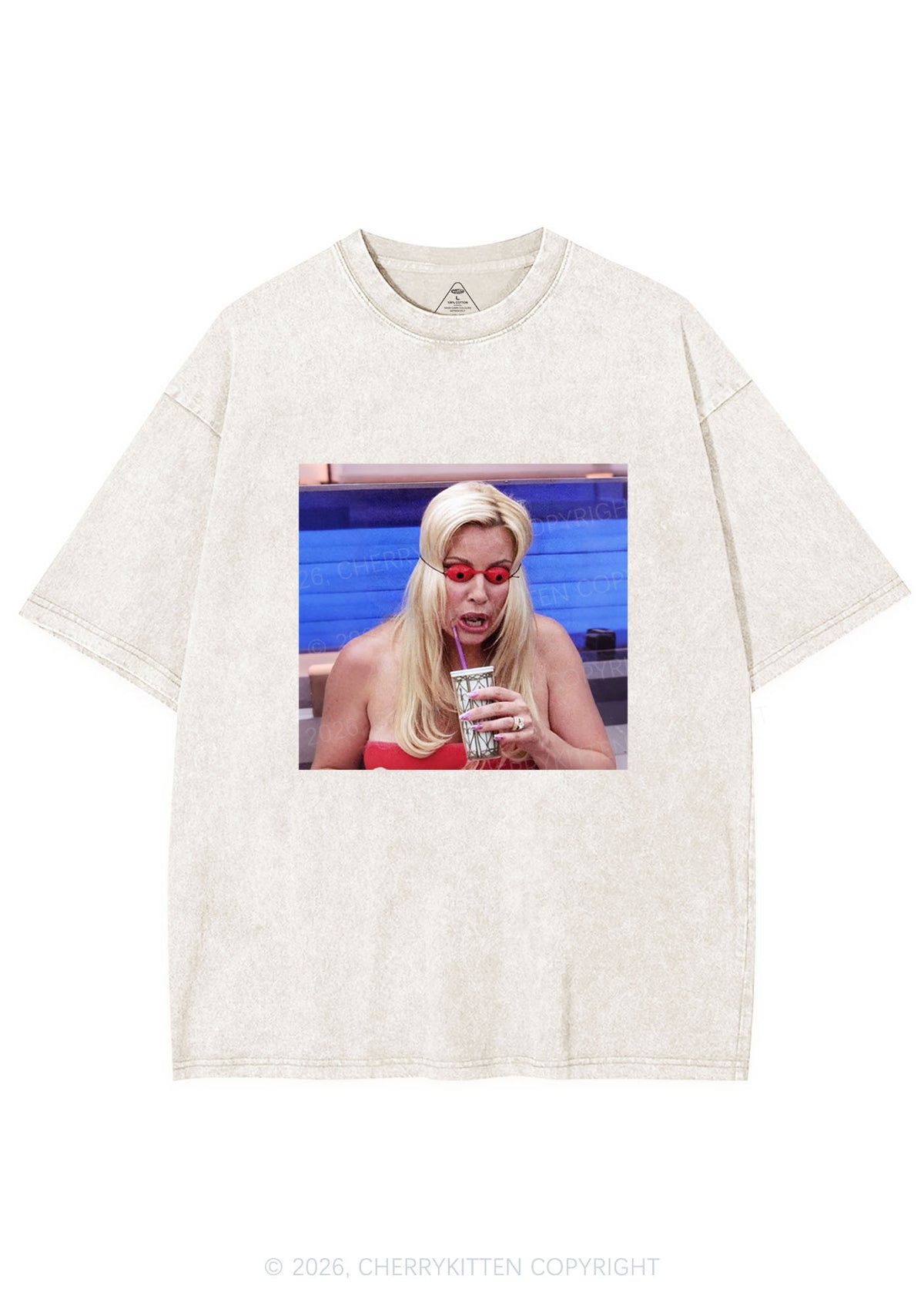 Red Eyeball Blonde Y2K Shirts Washed Tee Cherrykitten