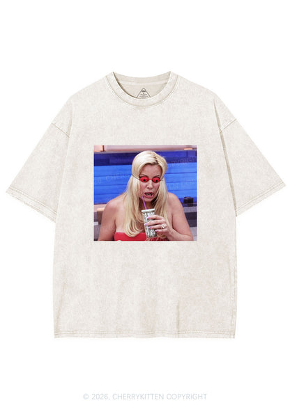 Red Eyeball Blonde Y2K Shirts Washed Tee Cherrykitten