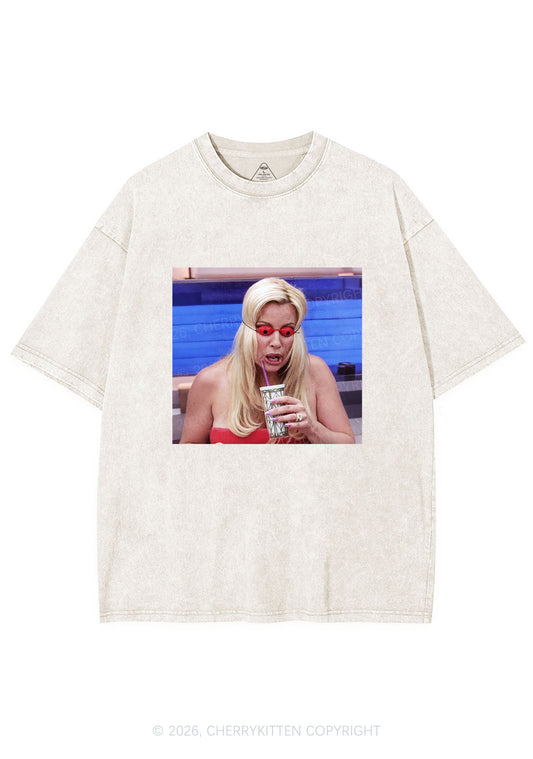 Red Eyeball Blonde Y2K Shirts Washed Tee Cherrykitten