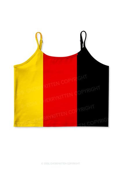 Black Red Yellow Stripe Y2K Print Cami Crop Top Cherrykitten