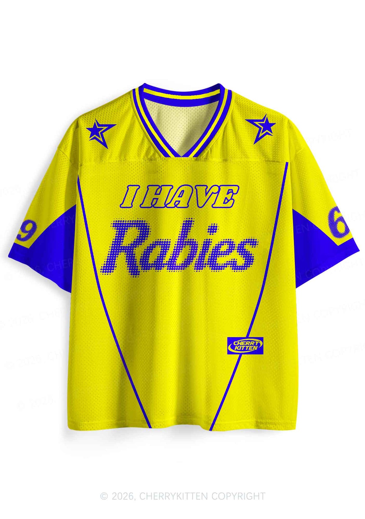 Yellow I Have Rabies Y2K Sport Jersey Shirts Cherrykitten