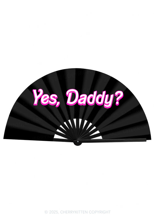 Yes Daddy Valentine's Day Y2K Rave Hand Fan Cherrykitten
