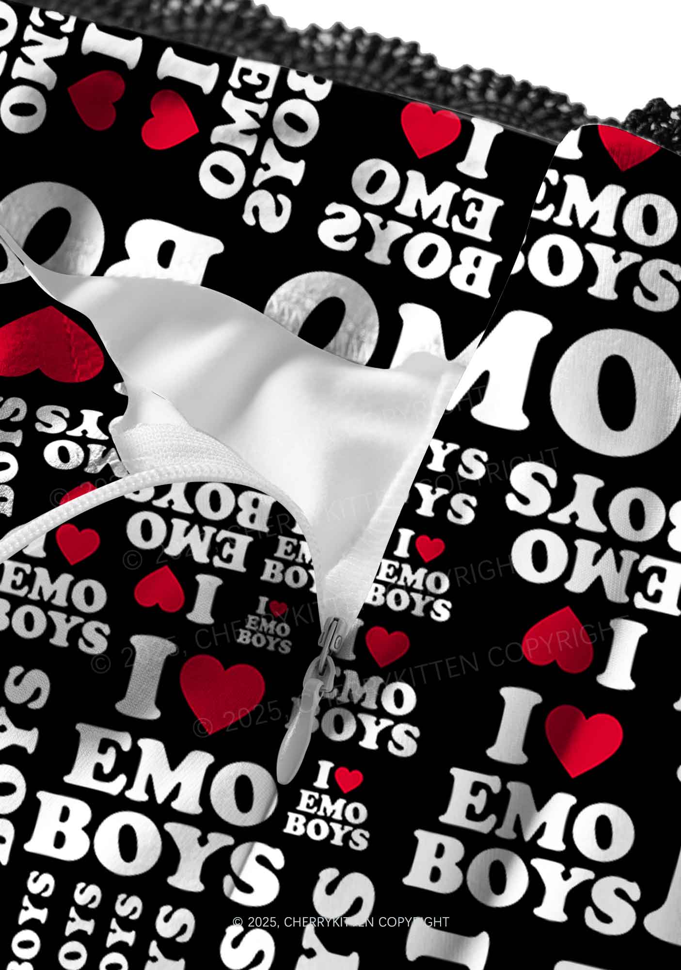 I Love Emo Boys Y2K Print Midi Skirt Cherrykitten