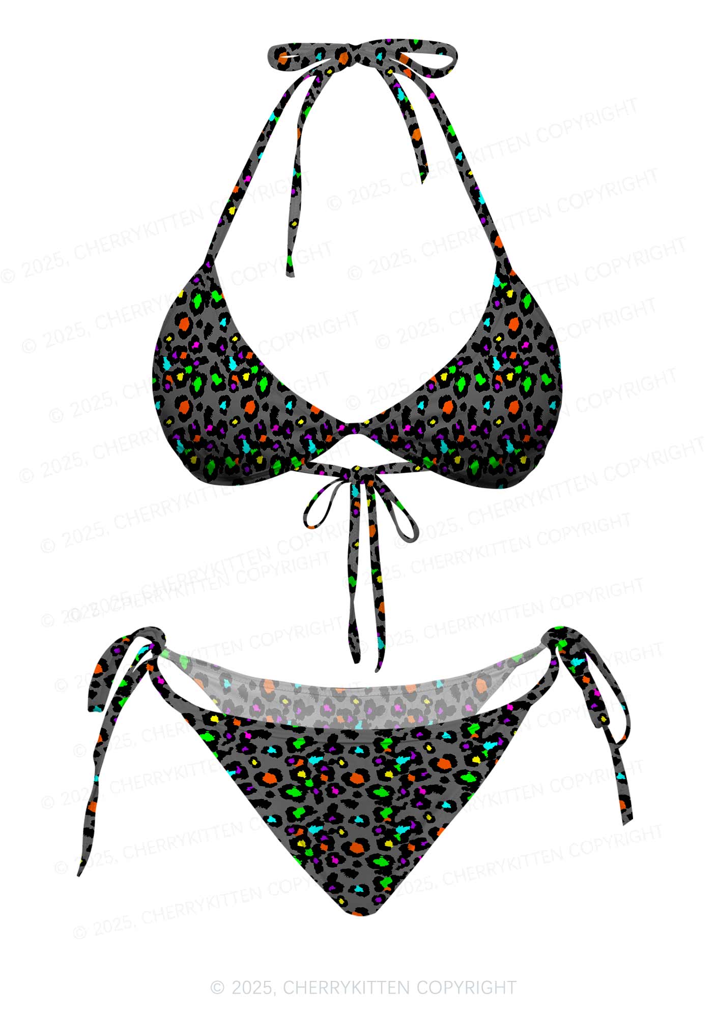 Color Leopard Y2K Print Bikini Set Cherrykitten