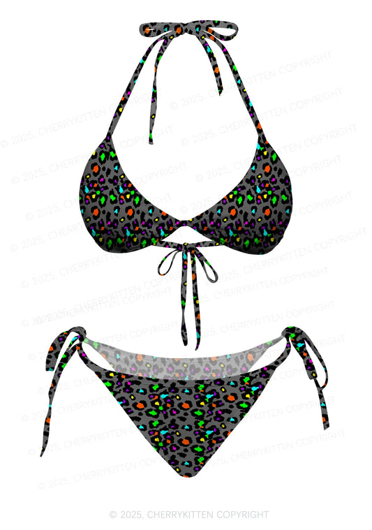Color Leopard Y2K Print Bikini Set Cherrykitten