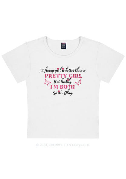 Curvy I'm Funny And Pretty Y2K Baby Tee Cherrykitten