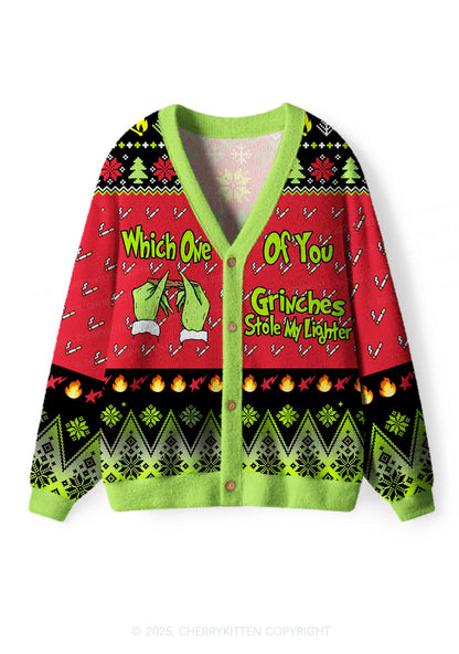 Which One Stole Lighter Y2K Christmas Cardigan Knit Sweatshirt Cherrykitten