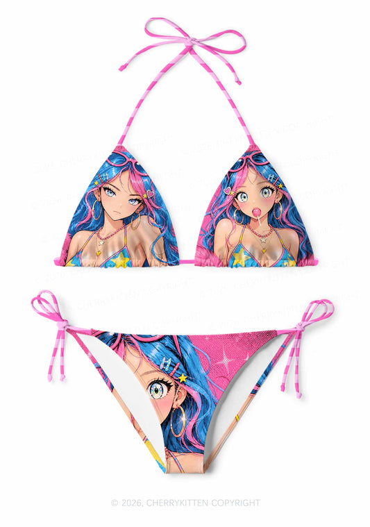 Kawaii Manga Girl Y2K Print Bikini Set Cherrykitten