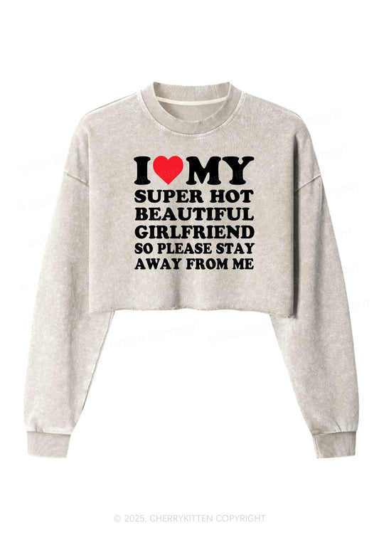 Love My Hot Girlfriend Y2K Crop Washed Sweatshirts Cherrykitten