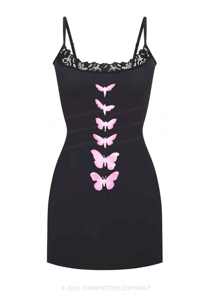 Fantasy Butterfly Y2K Lace Slip Dress Cherrykitten