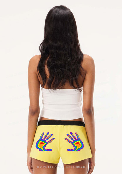 Pride Thermal Hands Y2K Drawstring Mini Shorts Cherrykitten