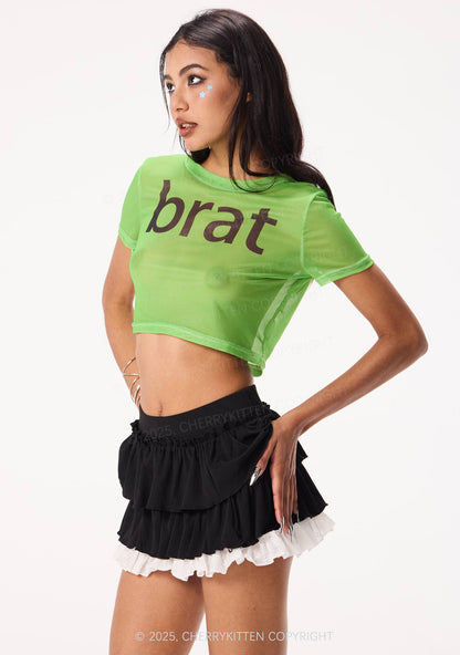 Brat Summer Y2K Mesh Crop Top Cherrykitten