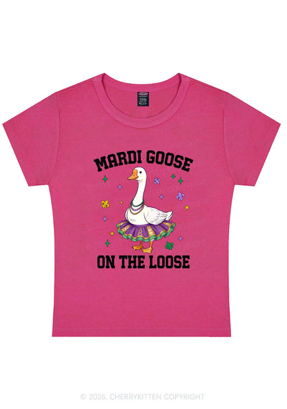 Mardi Gras Goose Y2K Baby Tee Cherrykitten