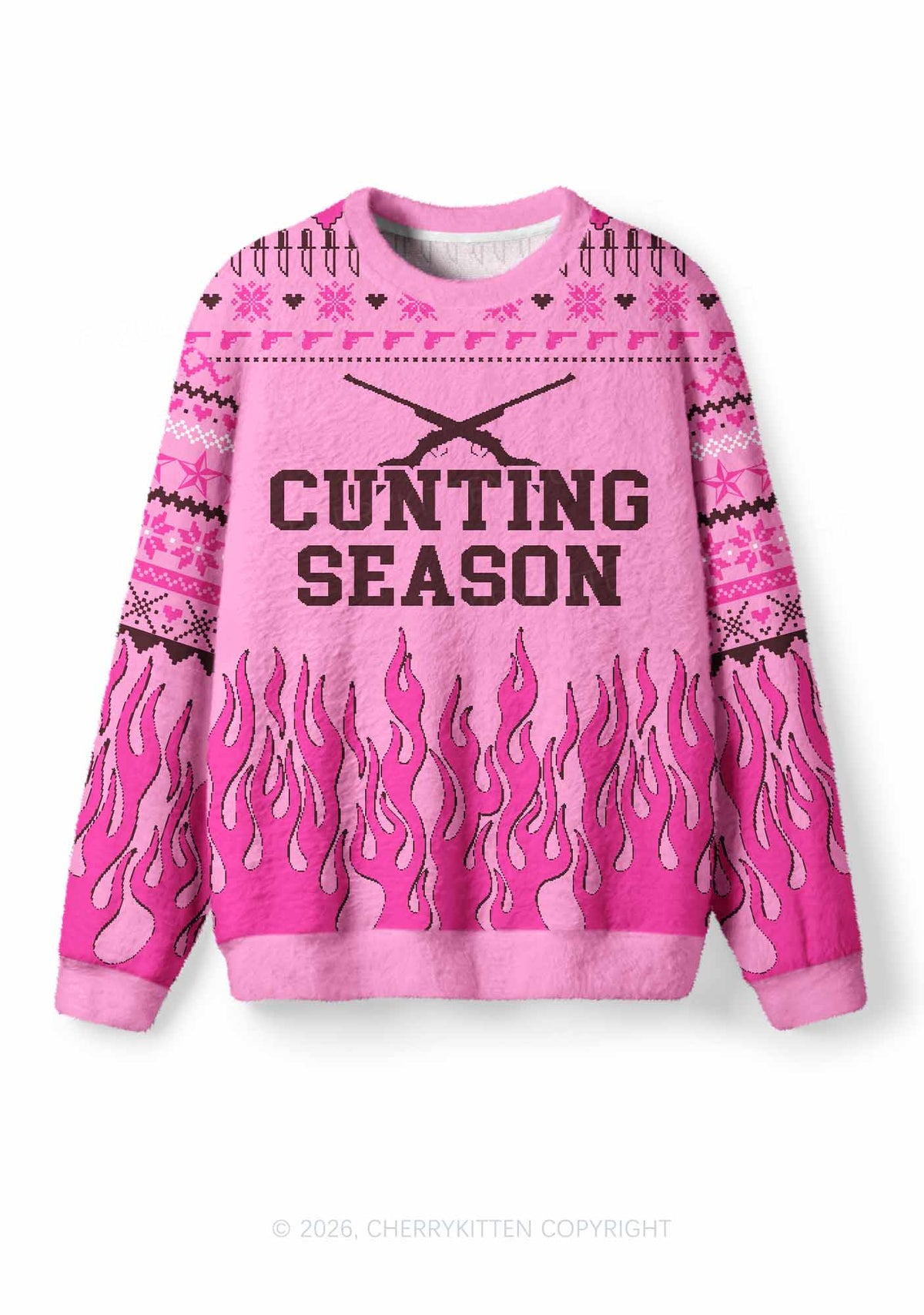 Cunting Season Y2K Christmas Knit Sweatshirt Cherrykitten