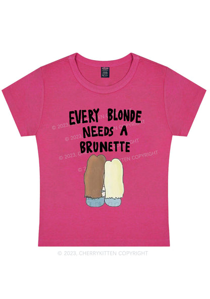 Curvy Blonde Needs Brunette Y2K Baby Tee Cherrykitten