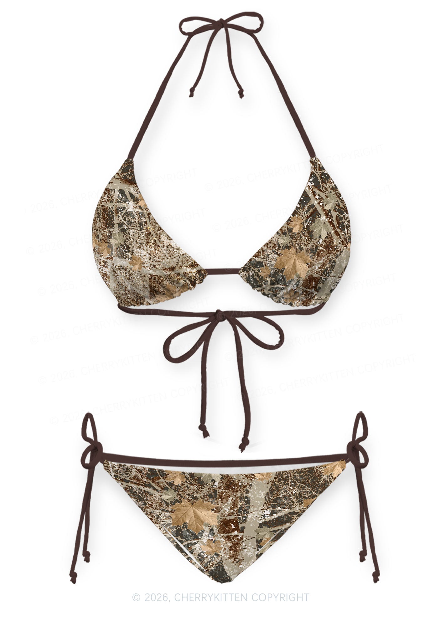 Maple Leaf Camouflage Y2K Print Bikini Set Cherrykitten
