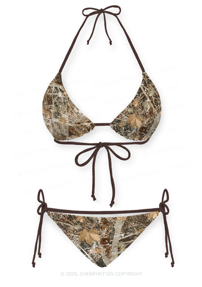 Maple Leaf Camouflage Y2K Print Bikini Set Cherrykitten