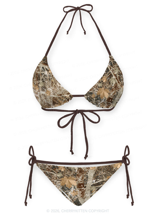 Maple Leaf Camouflage Y2K Print Bikini Set Cherrykitten