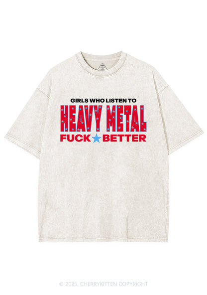 Girls Listen Heavy Metal Y2K Shirts Washed Tee Cherrykitten