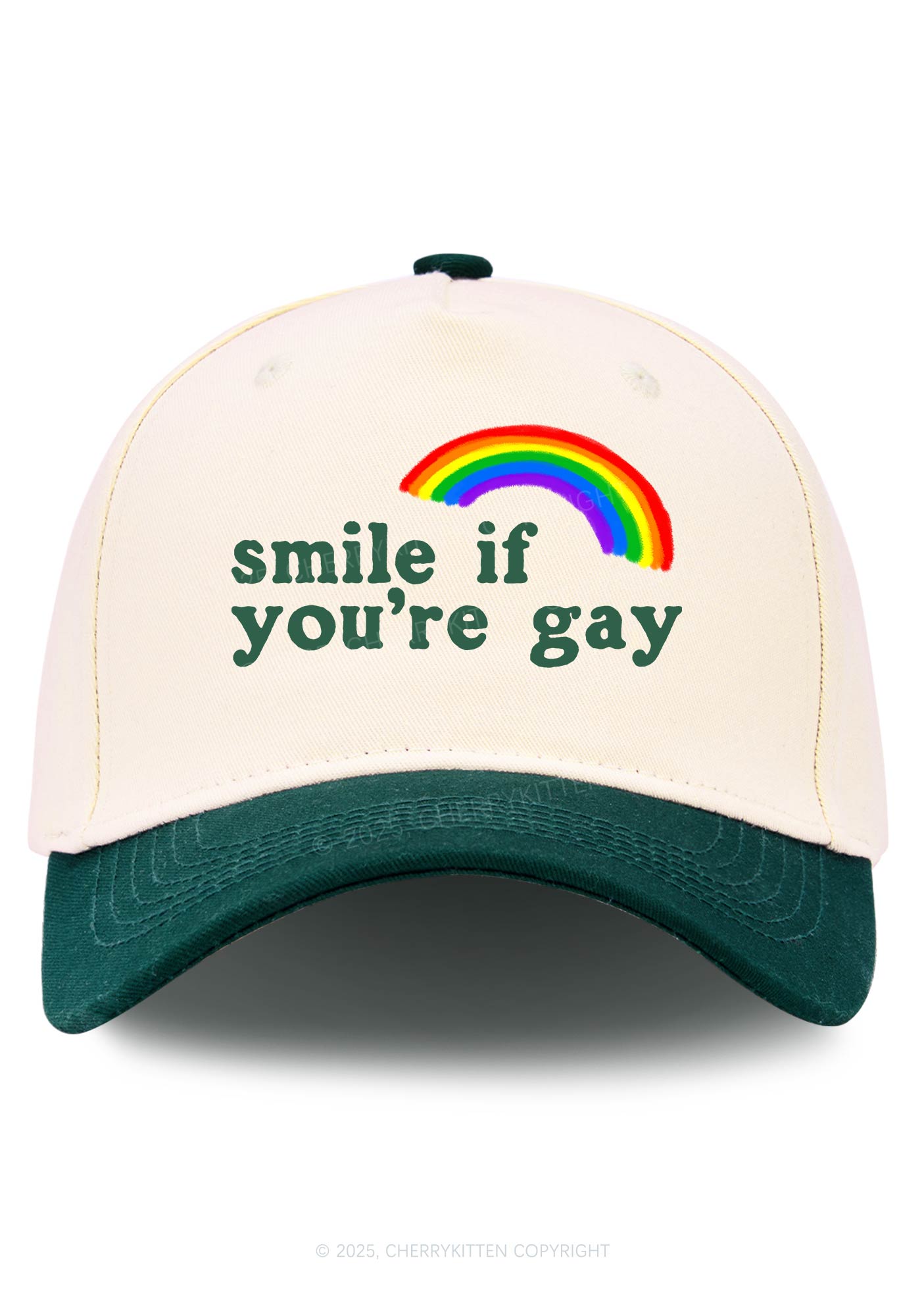 Rainbow Smile If You're Gay Pride Y2K Color Block Baseball Cap Cherrykitten