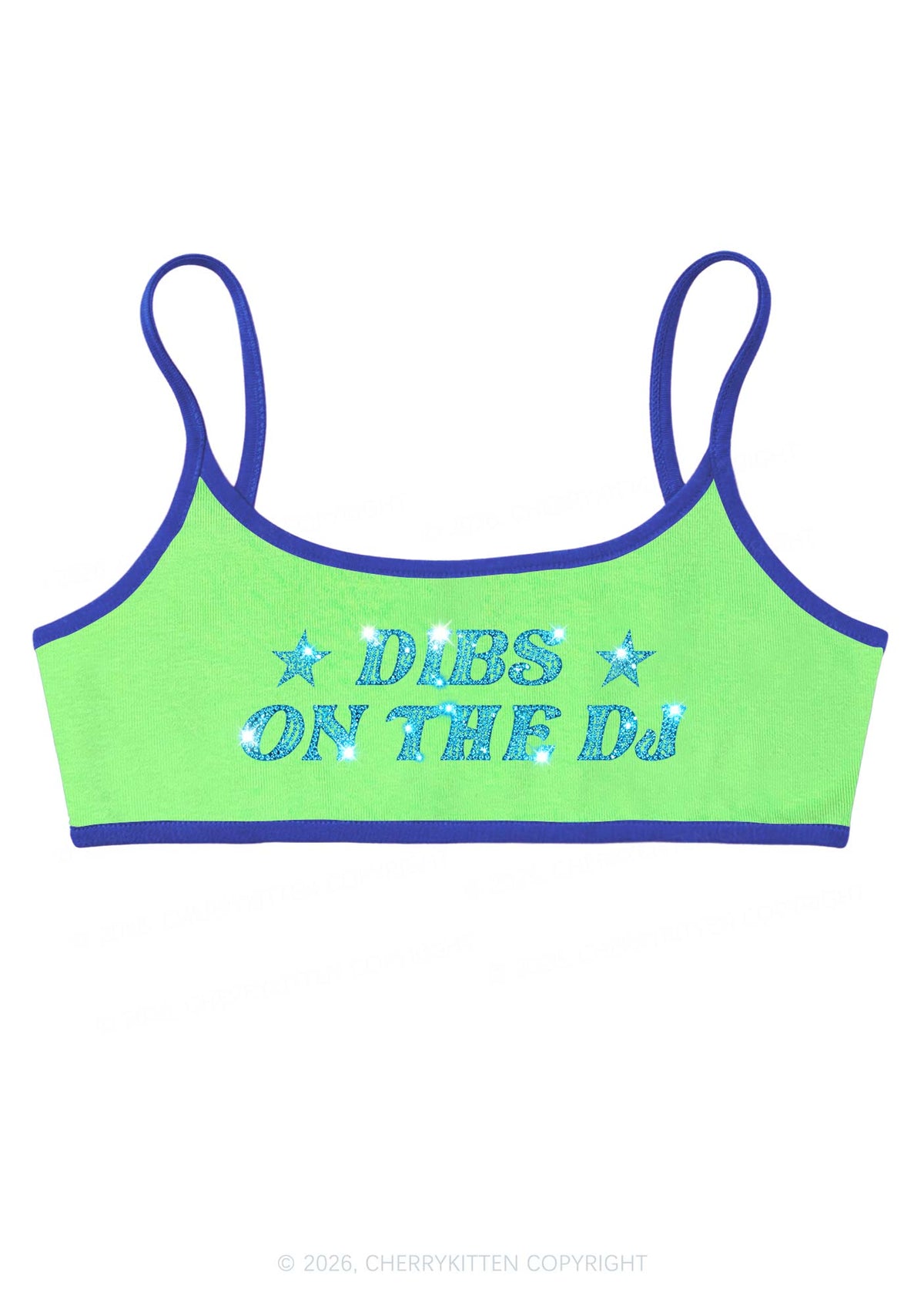 Rhinestone Dibs On The Dj Y2K Super Crop Cami Cherrykitten