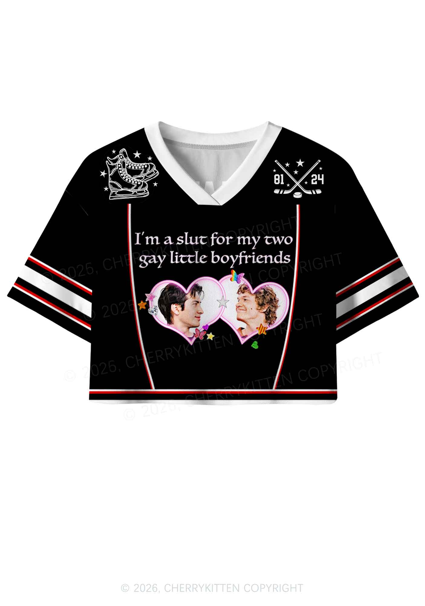 Black Slxt For My Gay BF HR Y2K Crop Sport Jersey Shirts Cherrykitten