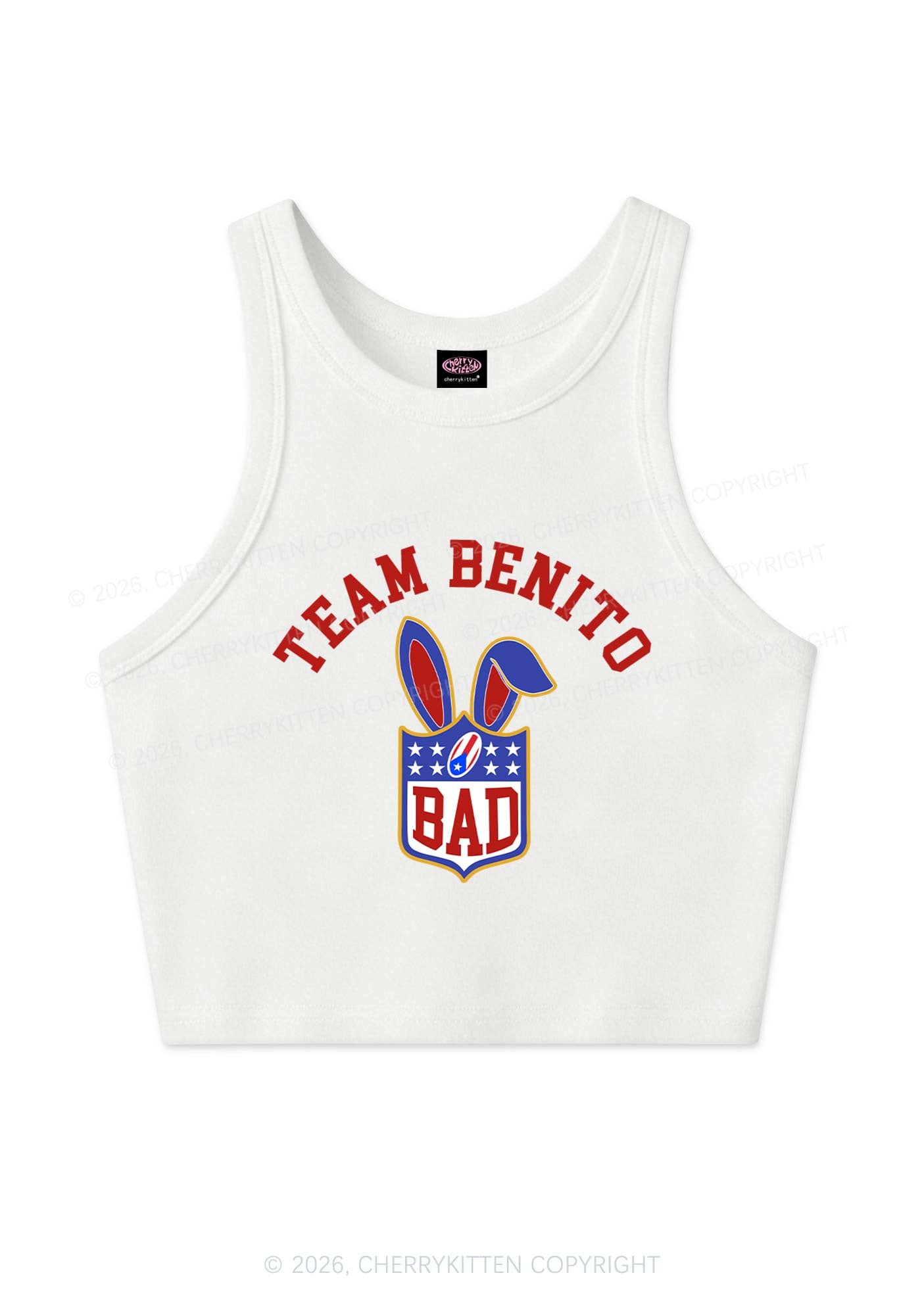 Pink Football Bunny Y2K Crop Tank Top Cherrykitten