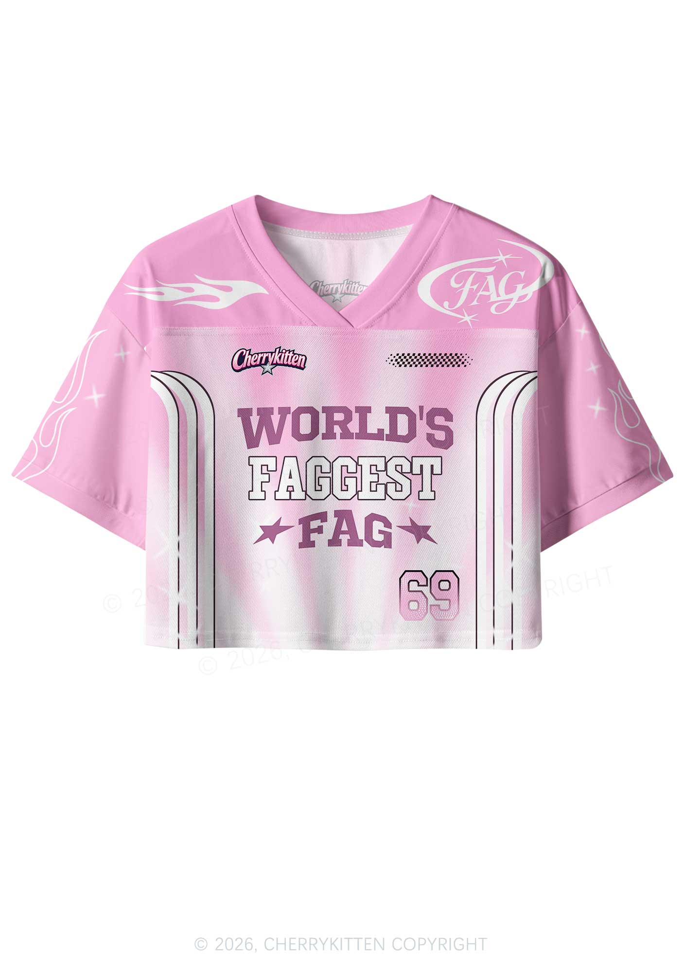 Worlds Faggest Fag Pride Y2K Crop Sport Jersey Shirts Cherrykitten