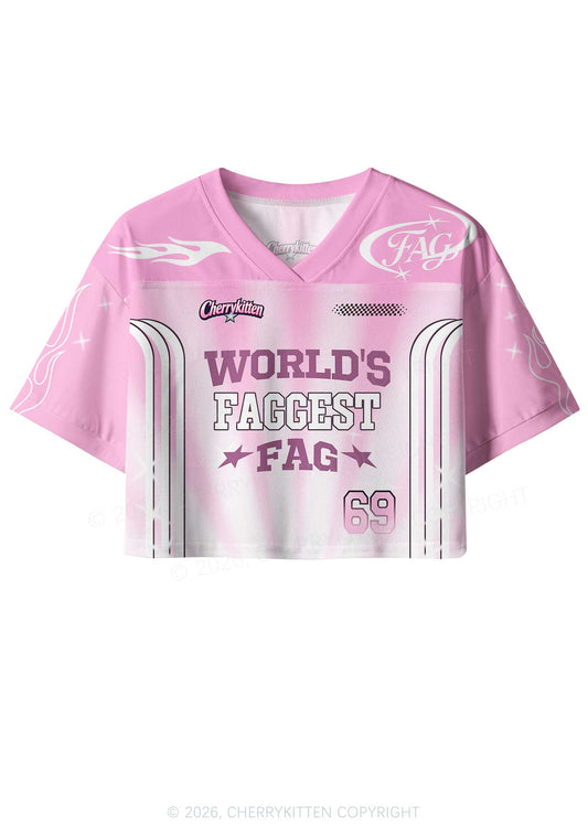 Worlds Faggest Fag Pride Y2K Crop Sport Jersey Shirts Cherrykitten
