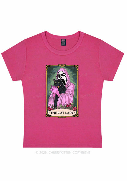 Halloween The Skull Cat Lady Y2K Baby Tee Cherrykitten