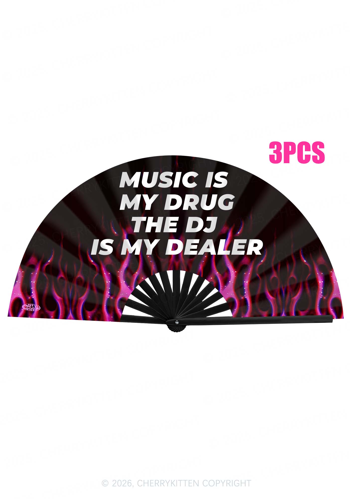 Music Is My Drxg Y2K Rave Hand Fan Cherrykitten