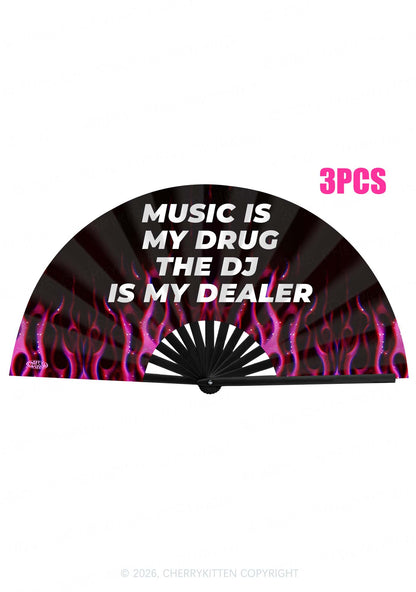 Music Is My Drxg Y2K Rave Hand Fan Cherrykitten