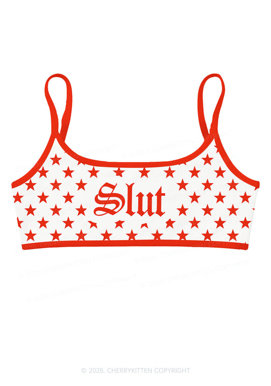 Red Slxt Star Y2K Print Super Crop Cami Cherrykitten