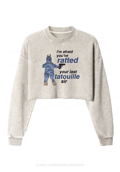 Ratted Last Tatouille Y2K Crop Washed Sweatshirts Cherrykitten