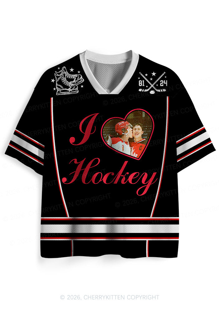 Black I Love Hockey HR Y2K Sport Jersey Shirts Cherrykitten