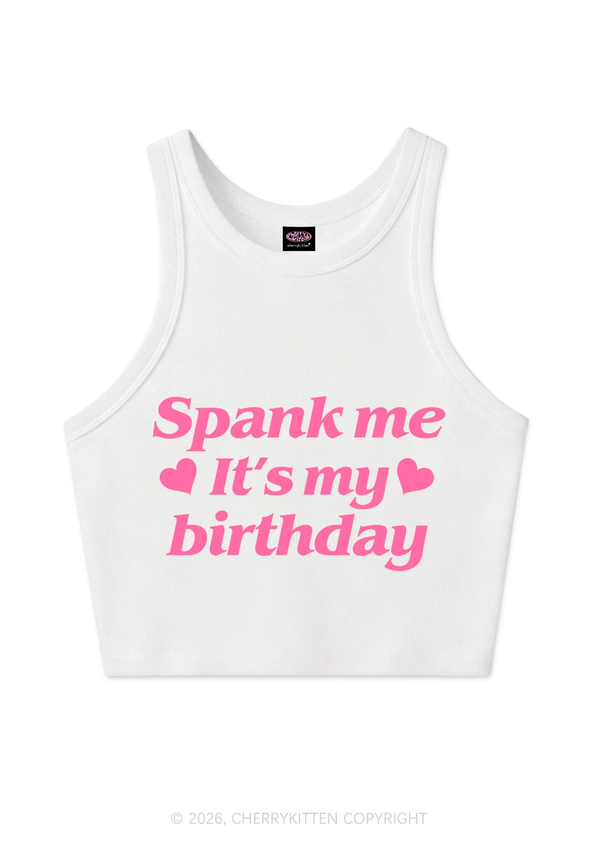 Spank Me Its My Birthday Heart Y2K Crop Tank Top Cherrykitten