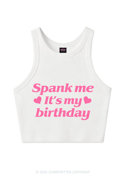 Spank Me Its My Birthday Heart Y2K Crop Tank Top Cherrykitten