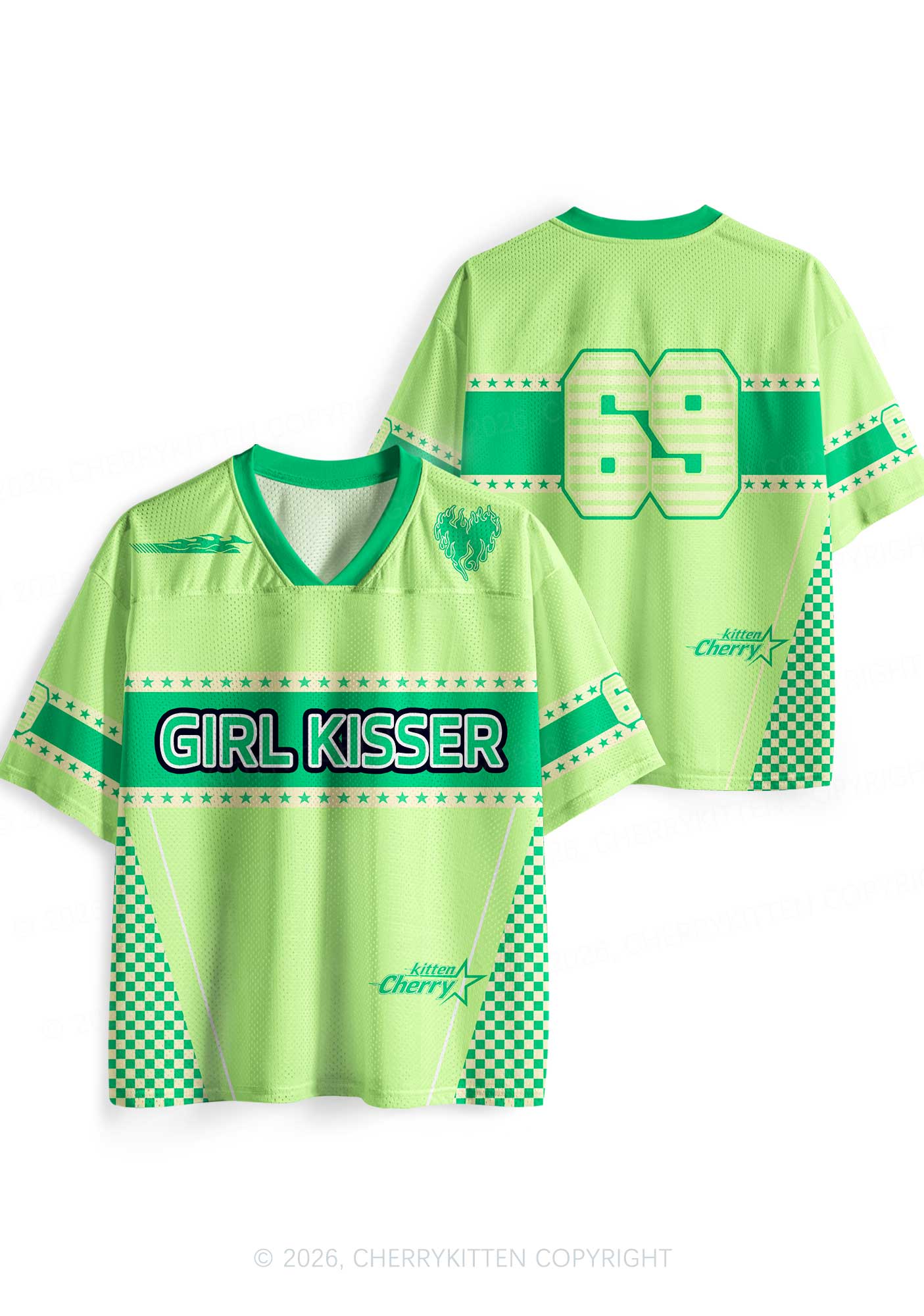 Green Girl Kisser Pride Y2K Sport Jersey Shirts Cherrykitten