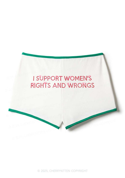 Rhinestone I Support Women Y2K Booty Shorts Cherrykitten