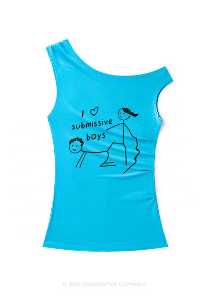 I Love S Boys Y2K Off Shoulder Tank Top Cherrykitten