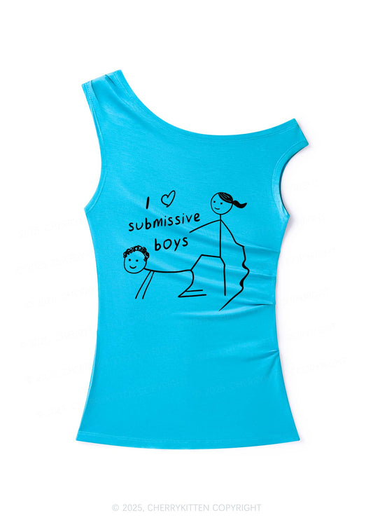 I Love S Boys Y2K Off Shoulder Tank Top Cherrykitten