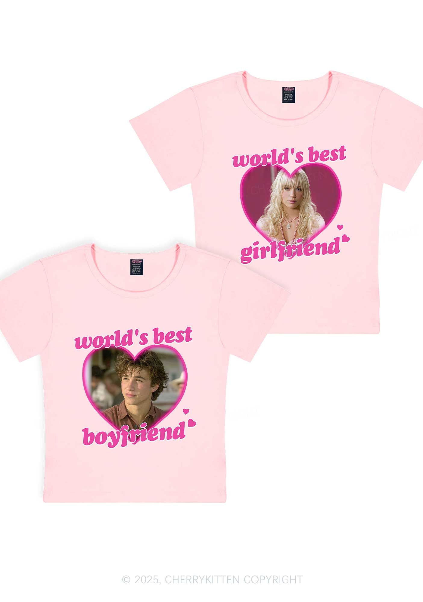 Custom Worlds Best BF GF Y2K Valentine's Day Baby Tee Cherrykitten