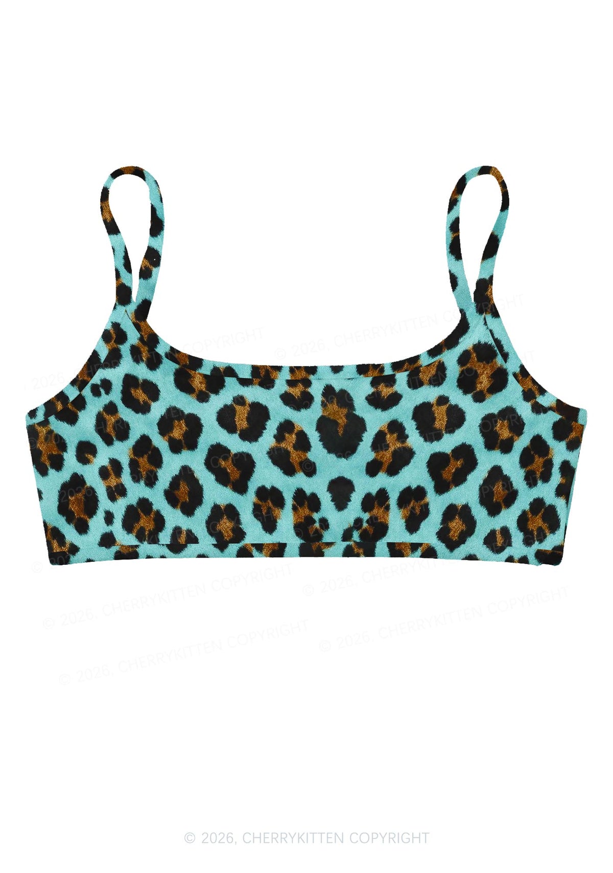 Mint Green Leopard Y2K Print Super Crop Cami Cherrykitten