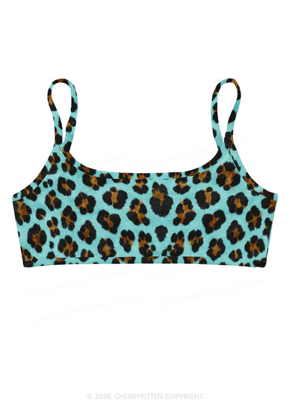Mint Green Leopard Y2K Print Super Crop Cami Cherrykitten