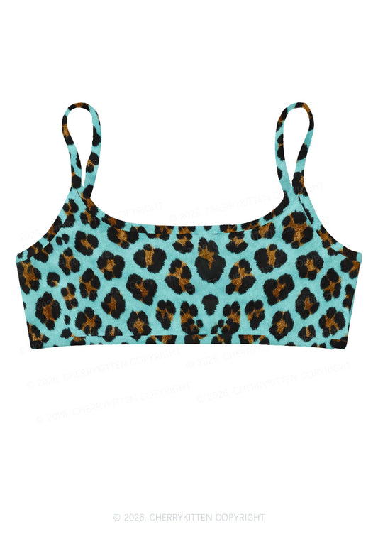Mint Green Leopard Y2K Print Super Crop Cami Cherrykitten