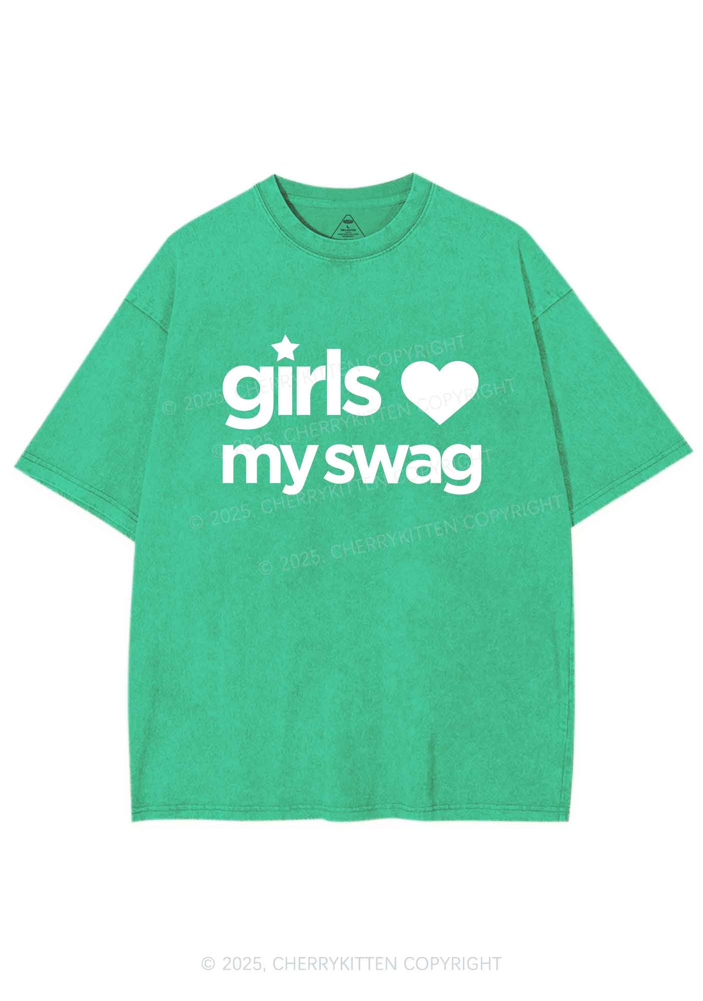 Girls Love My Swag Pride Y2K Shirts Washed Tee Cherrykitten