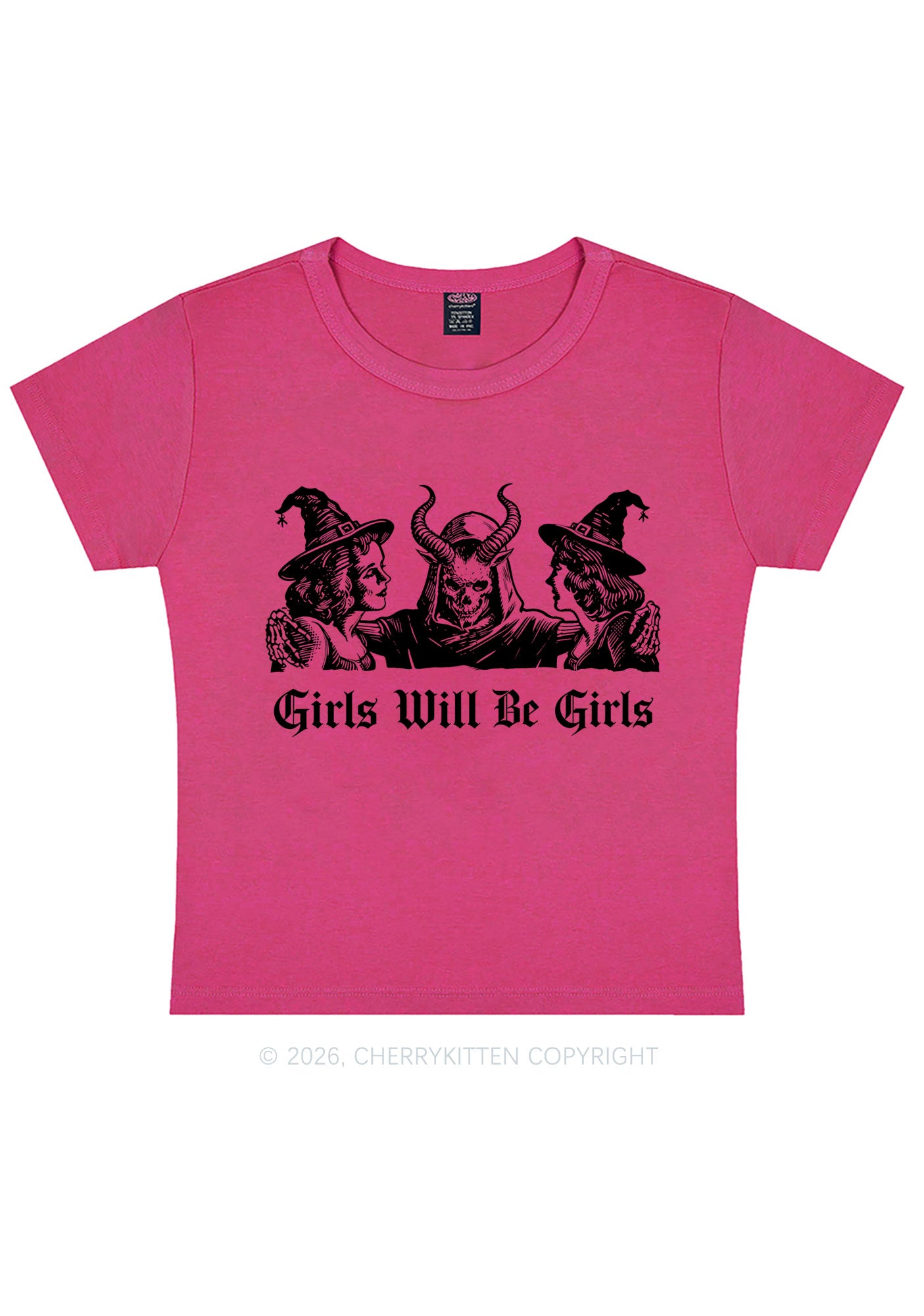 Halloween Witch Girl Y2K Baby Tee Cherrykitten